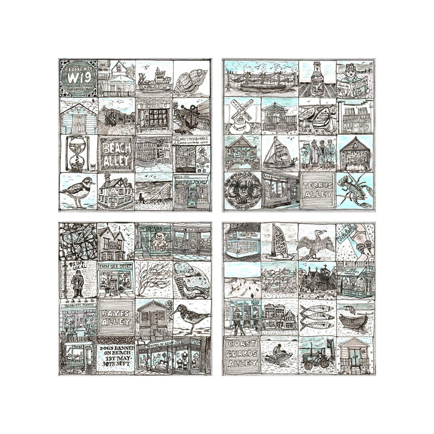 Whitstable Square 200x200mm Print 1/8