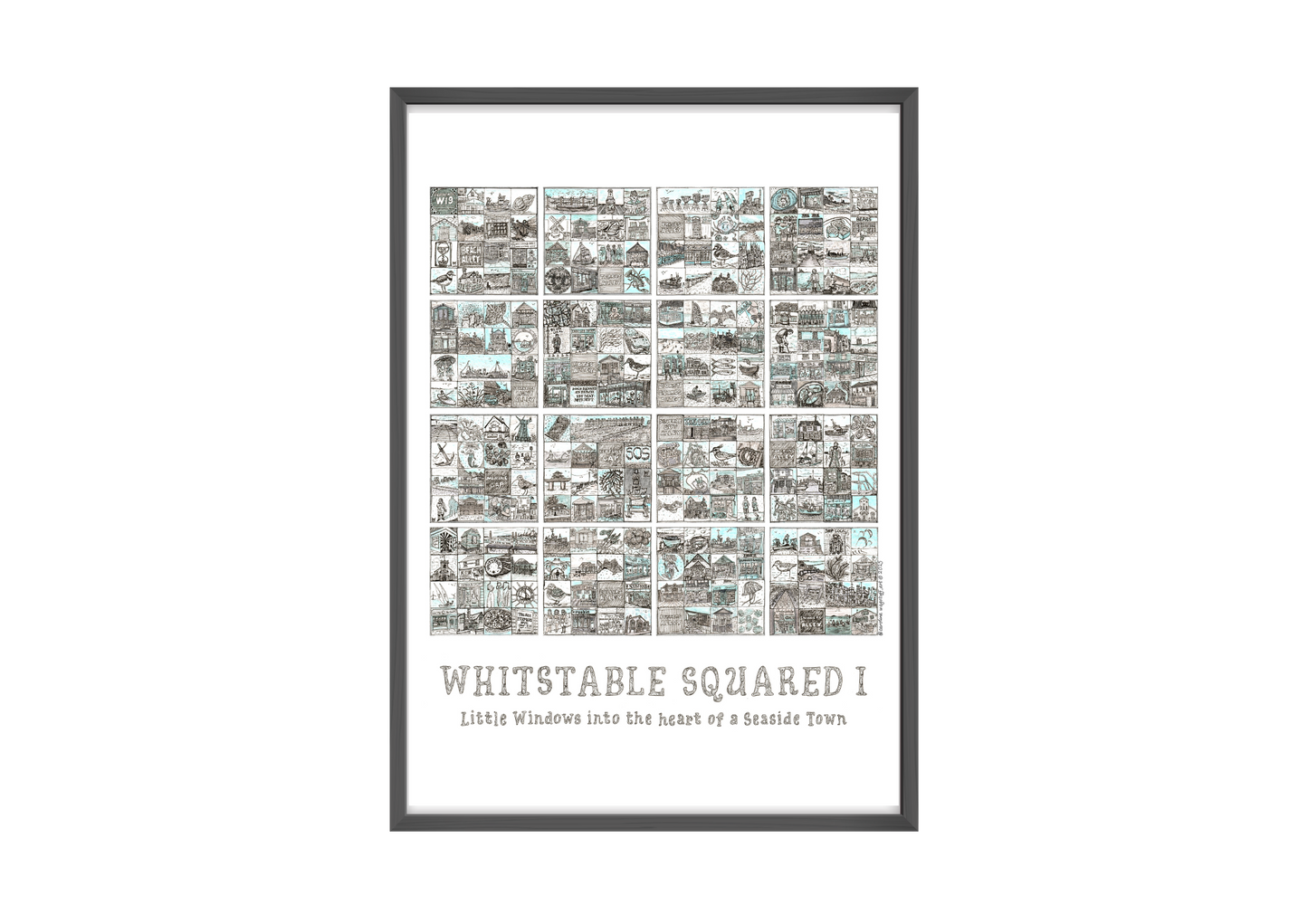 Framed artwork titled 'Whitstable Squared I' on a white background