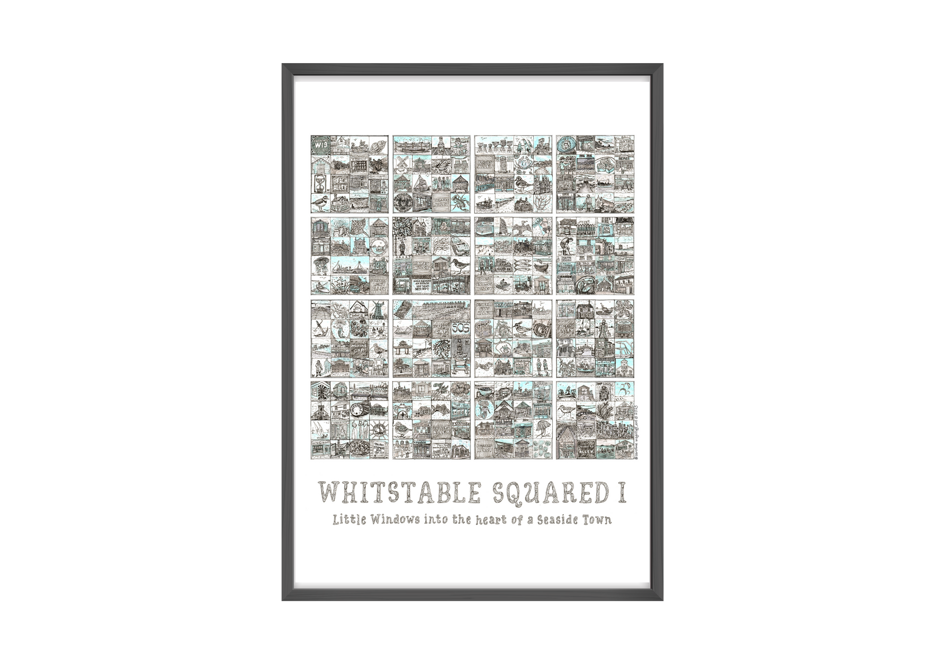 Framed artwork titled 'Whitstable Squared I' on a white background