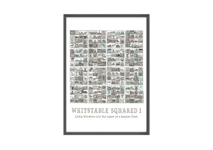 Framed artwork titled 'Whitstable Squared I' on a white background