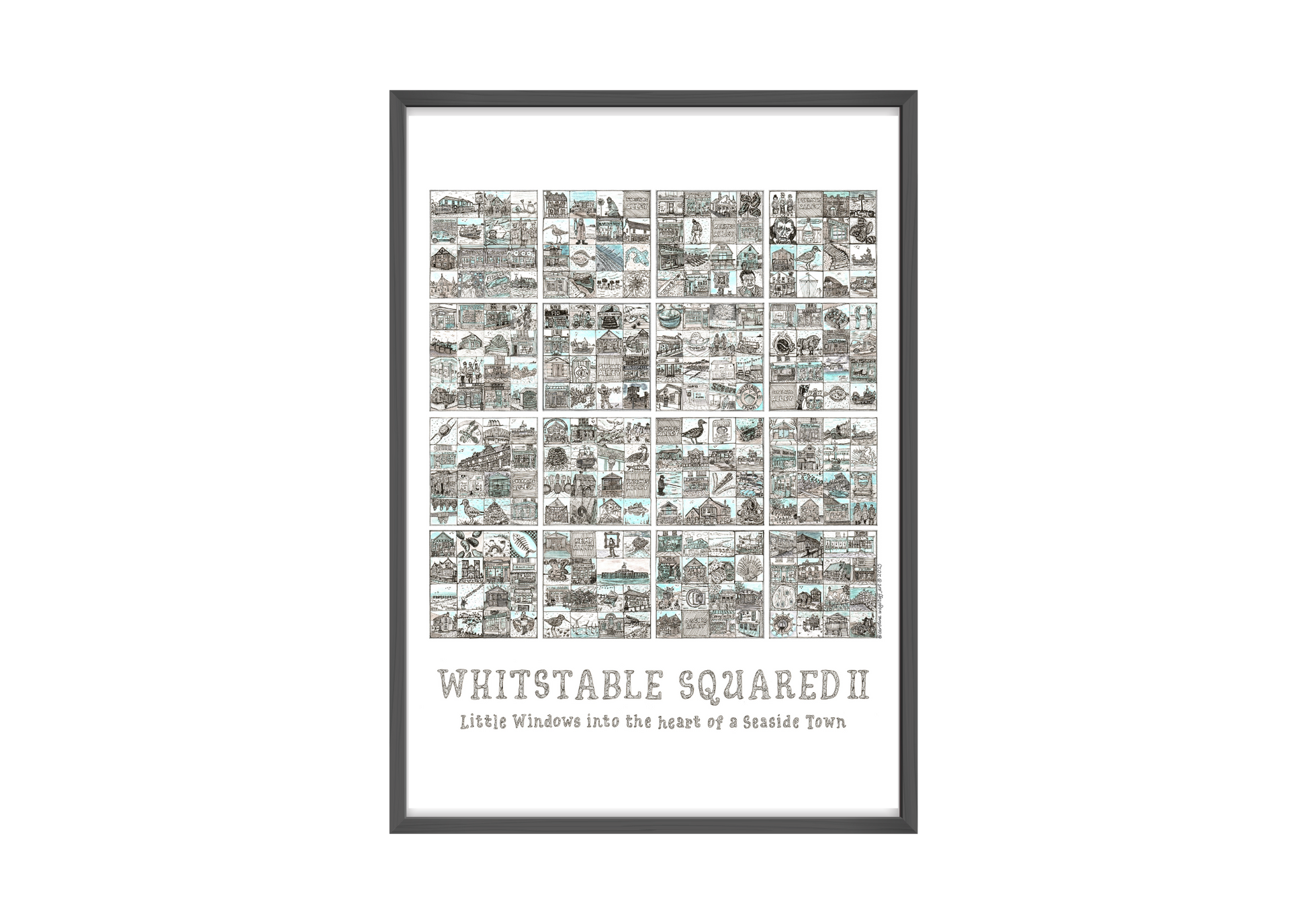 Framed artwork titled 'Whitstable Squared II' on a white background
